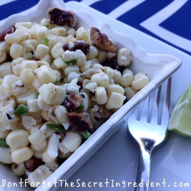 corn salad with feta and pecans