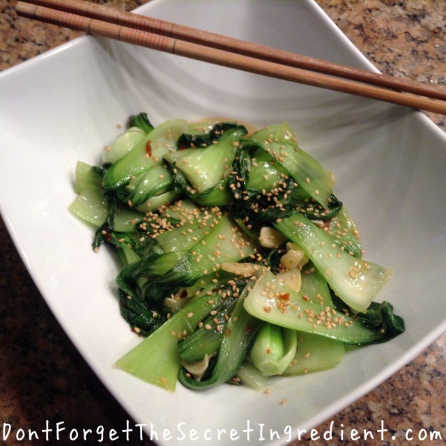 bok choy with garlic and chili oil